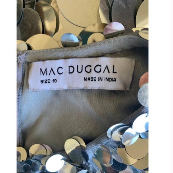 New Mac Duggal Sleeveless Disc Sequin Trapeze Dress in Silver 5961 - Picture 6 of 6